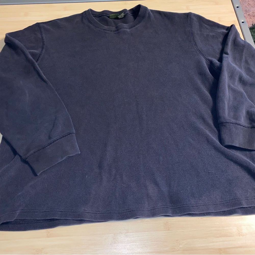 Eddie Bauer Men's Extra Large Blue Gray Thermal Heavy Waffle Knit Shirt Read XL